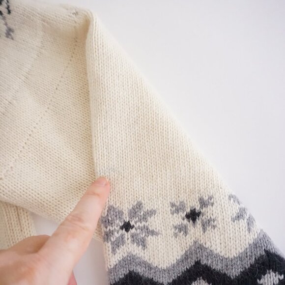 Sundance Cream & Black Fair Isle Wool Blend Cardigan Old Money Wintercore M - Picture 5 of 10
